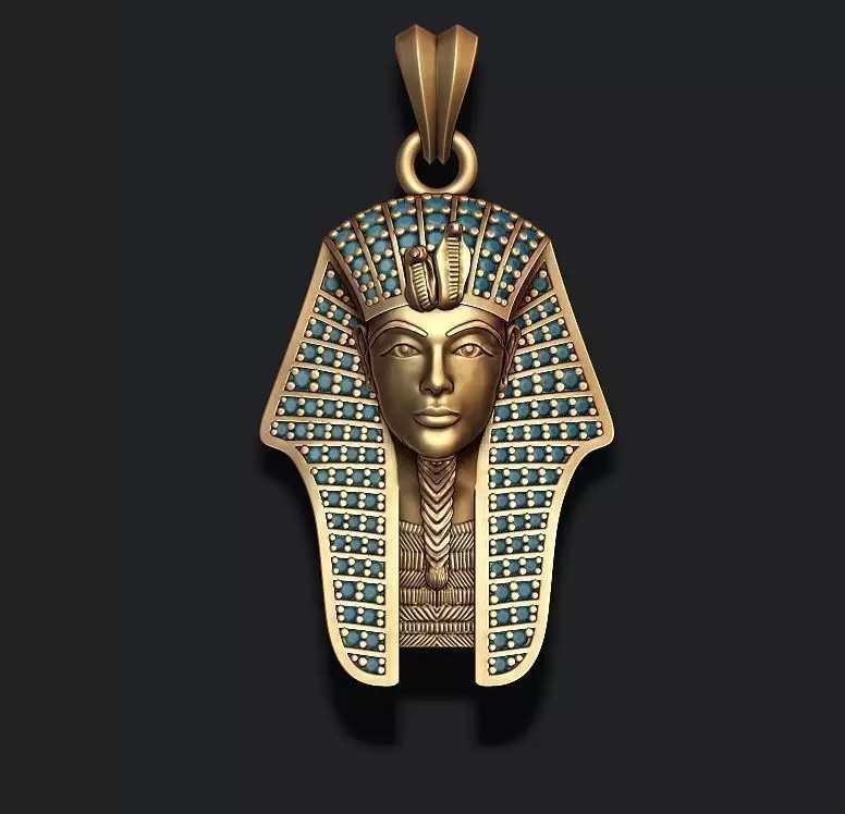 Pharaoh pendant with gems 3D print model_0