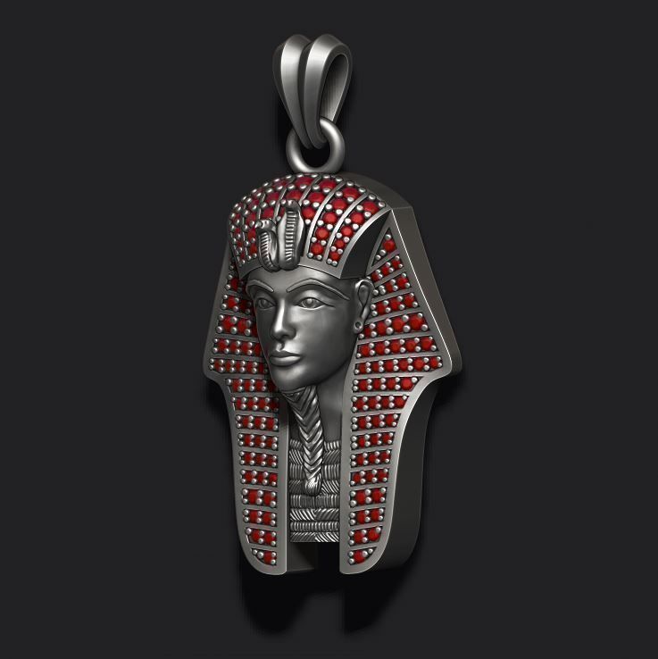 Pharaoh pendant with gems 3D print model_6