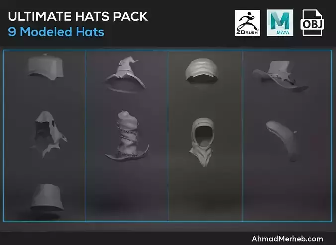 Ultimate Hats Pack Models 3D model