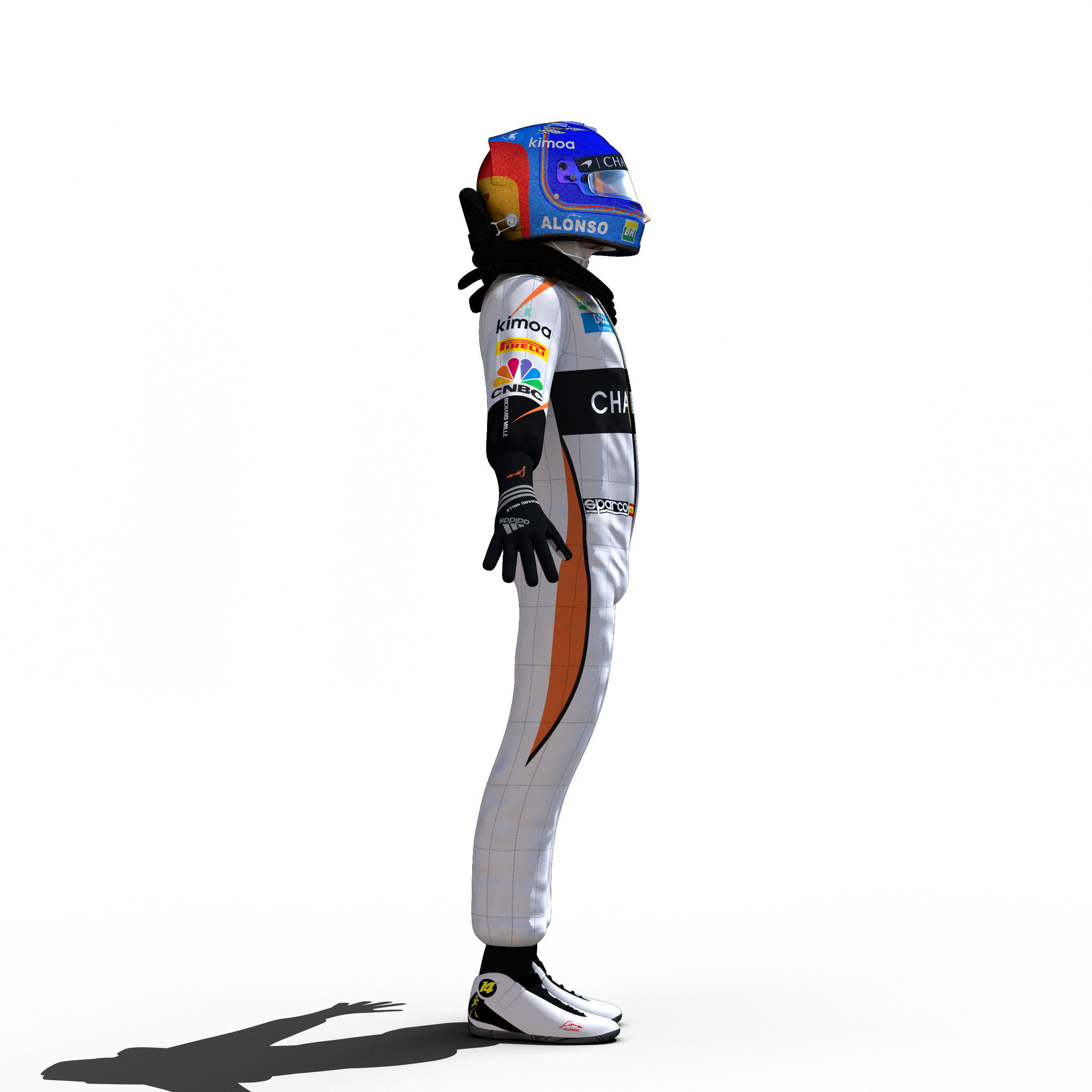 Fernando Alonso 2018 Low-poly 3D model_7