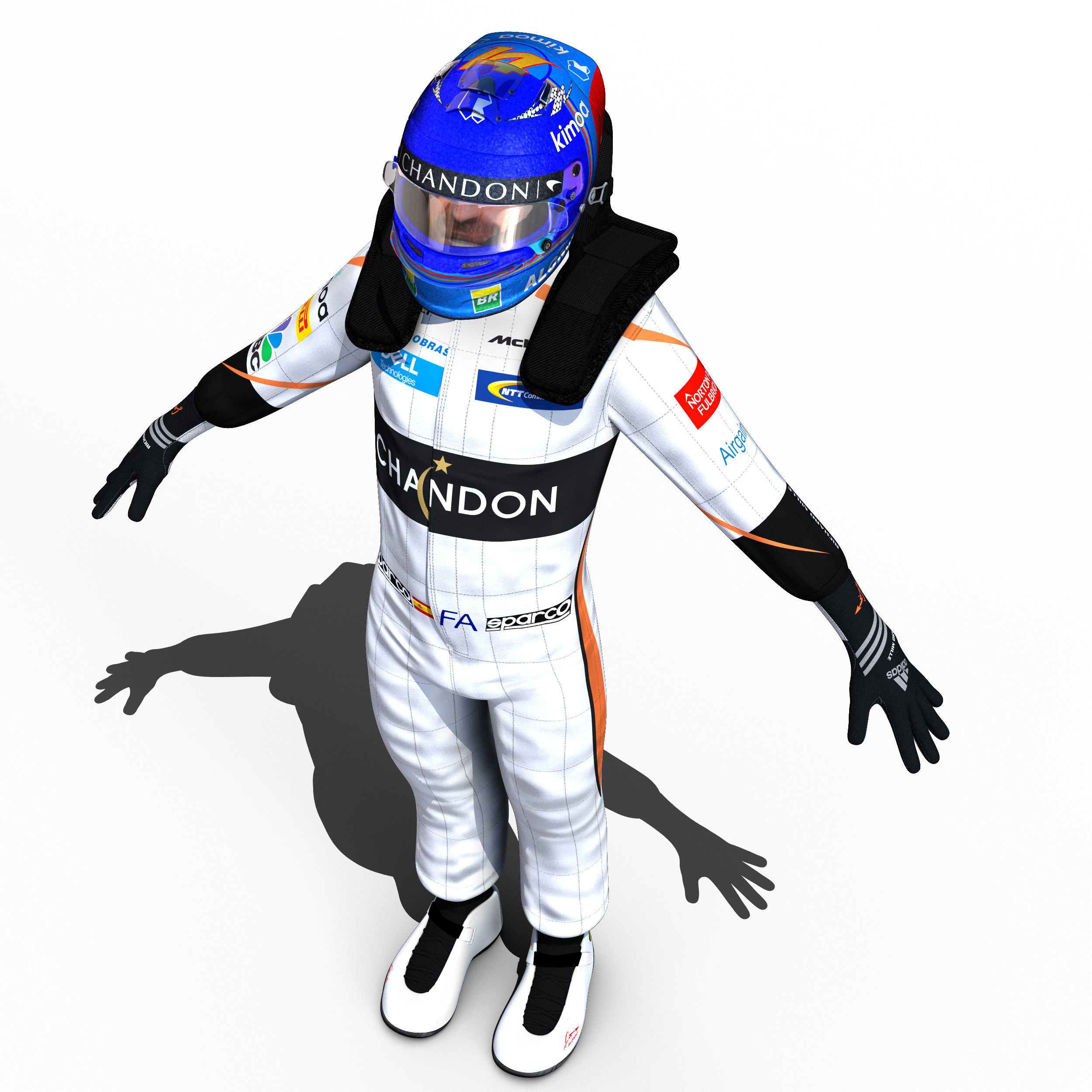 Fernando Alonso 2018 Low-poly 3D model_8