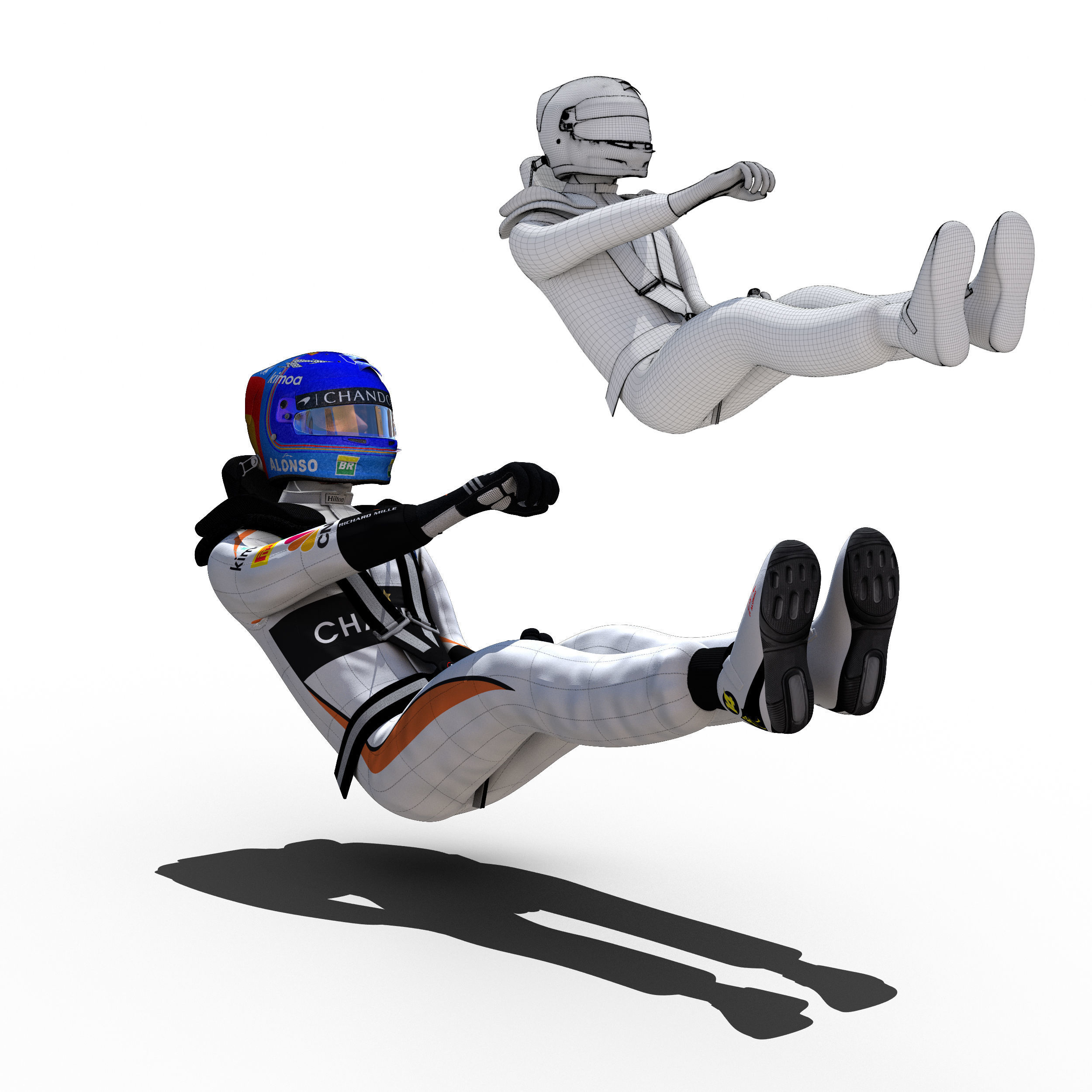 Fernando Alonso 2018 Low-poly 3D model_4