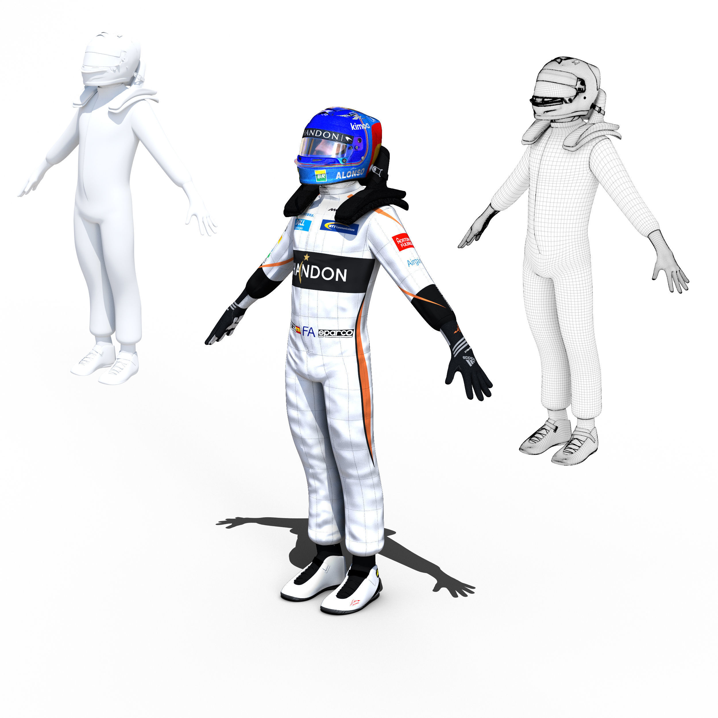 Fernando Alonso 2018 Low-poly 3D model_6