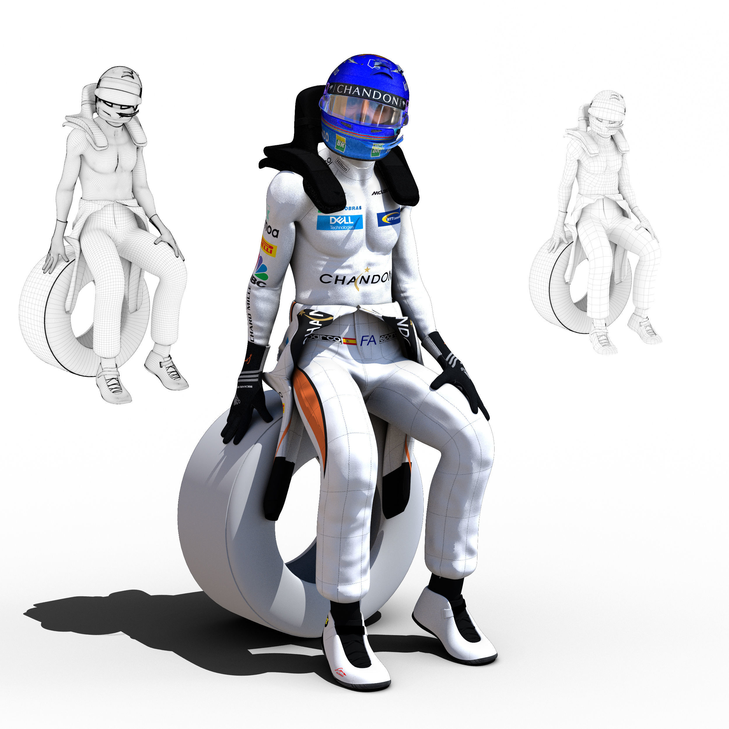 Fernando Alonso 2018 Low-poly 3D model_1