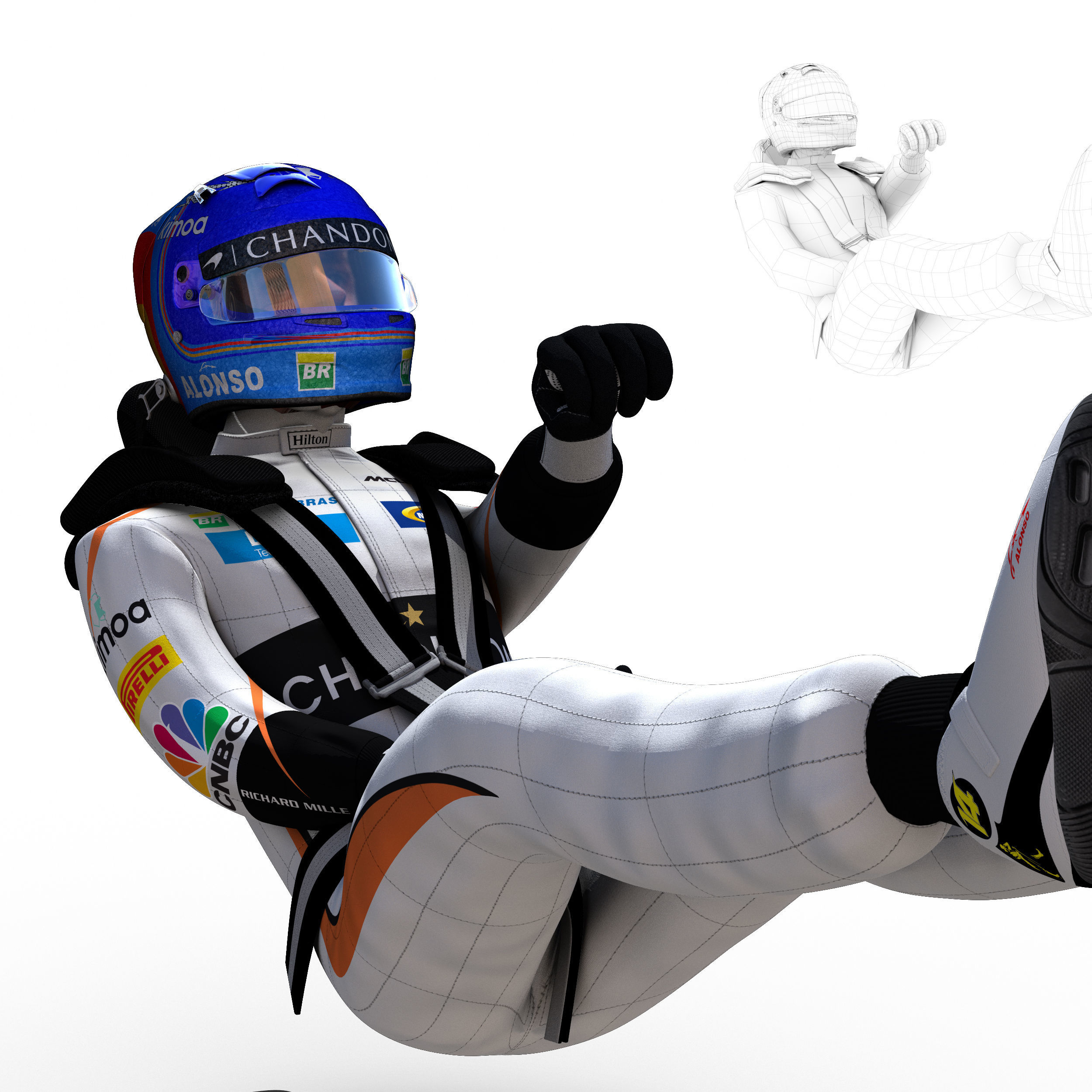 Fernando Alonso 2018 Low-poly 3D model_5