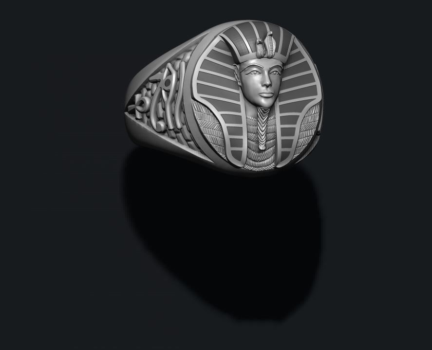 Pharaoh ring with enamel 3D print model_4