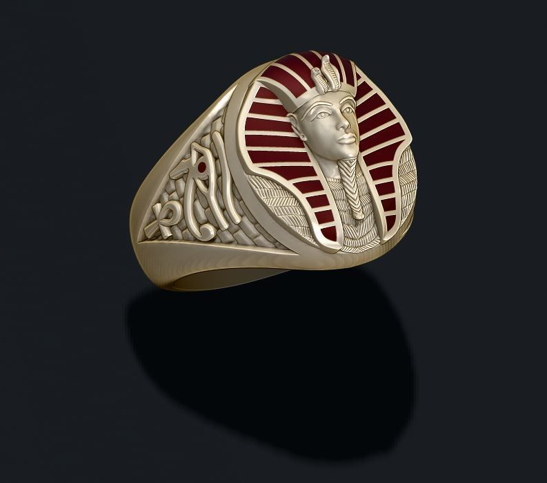 Pharaoh ring with enamel 3D print model_3