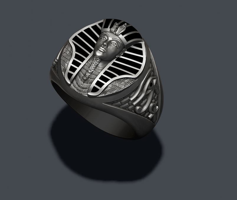 Pharaoh ring with enamel 3D print model_1