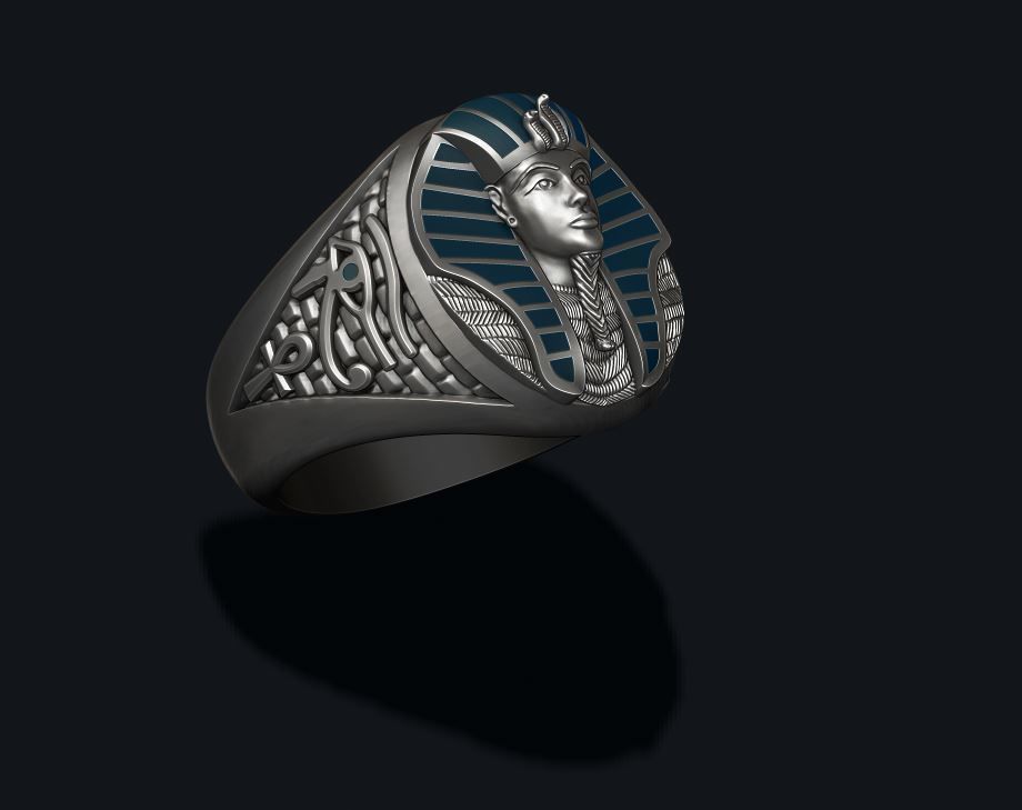 Pharaoh ring with enamel 3D print model_5