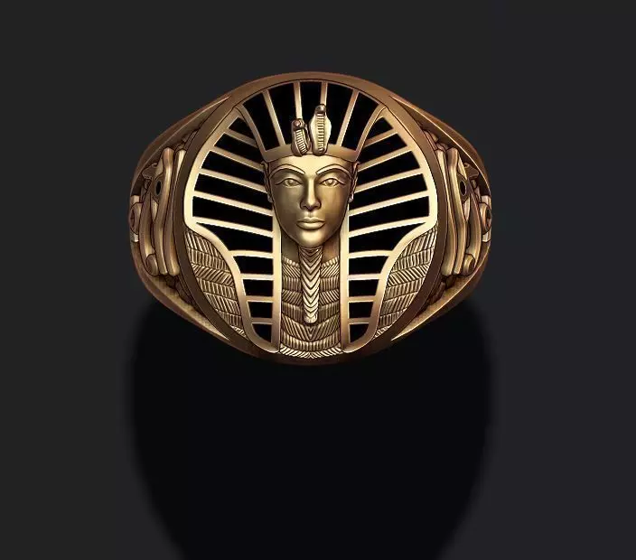 Pharaoh ring with enamel 3D print model_0