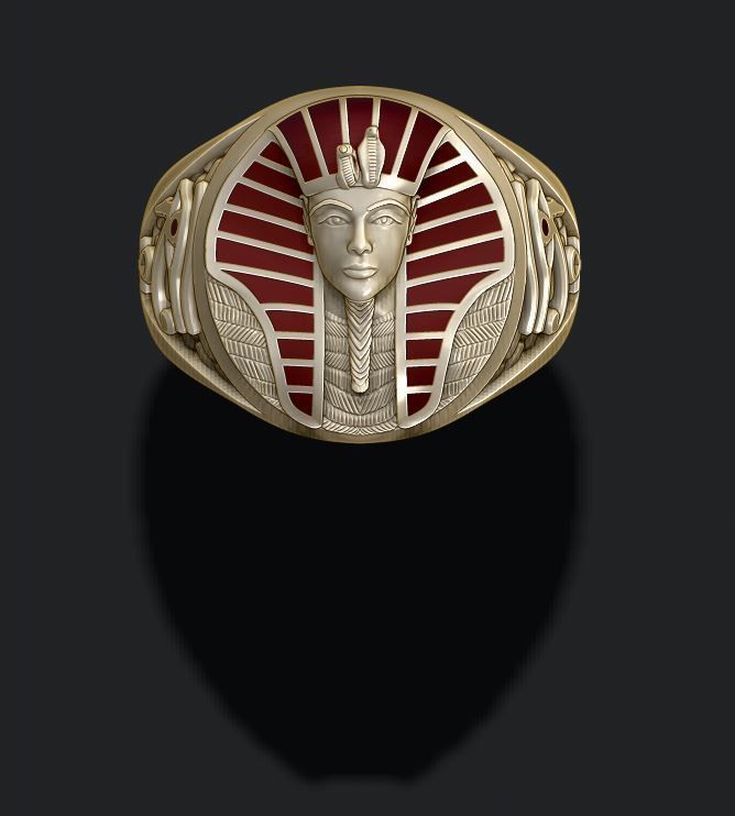 Pharaoh ring with enamel 3D print model_2