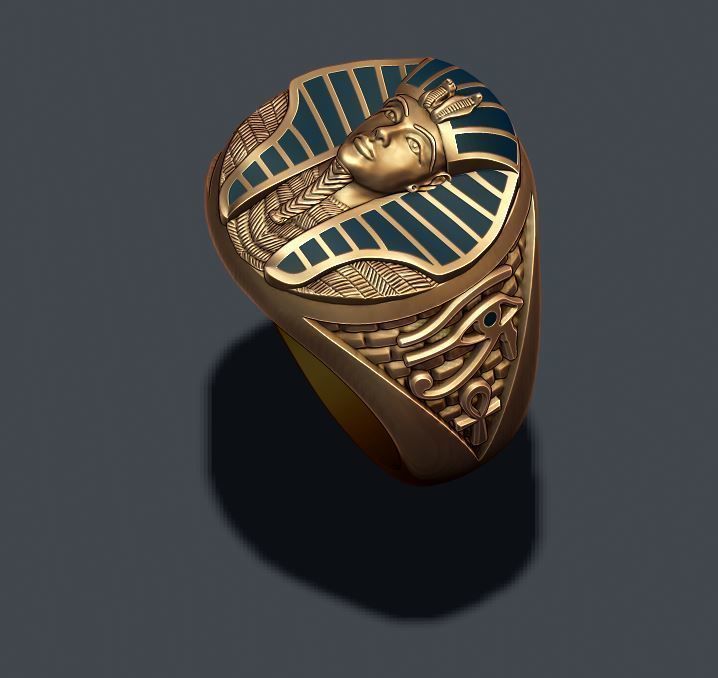 Pharaoh ring with enamel 3D print model_7