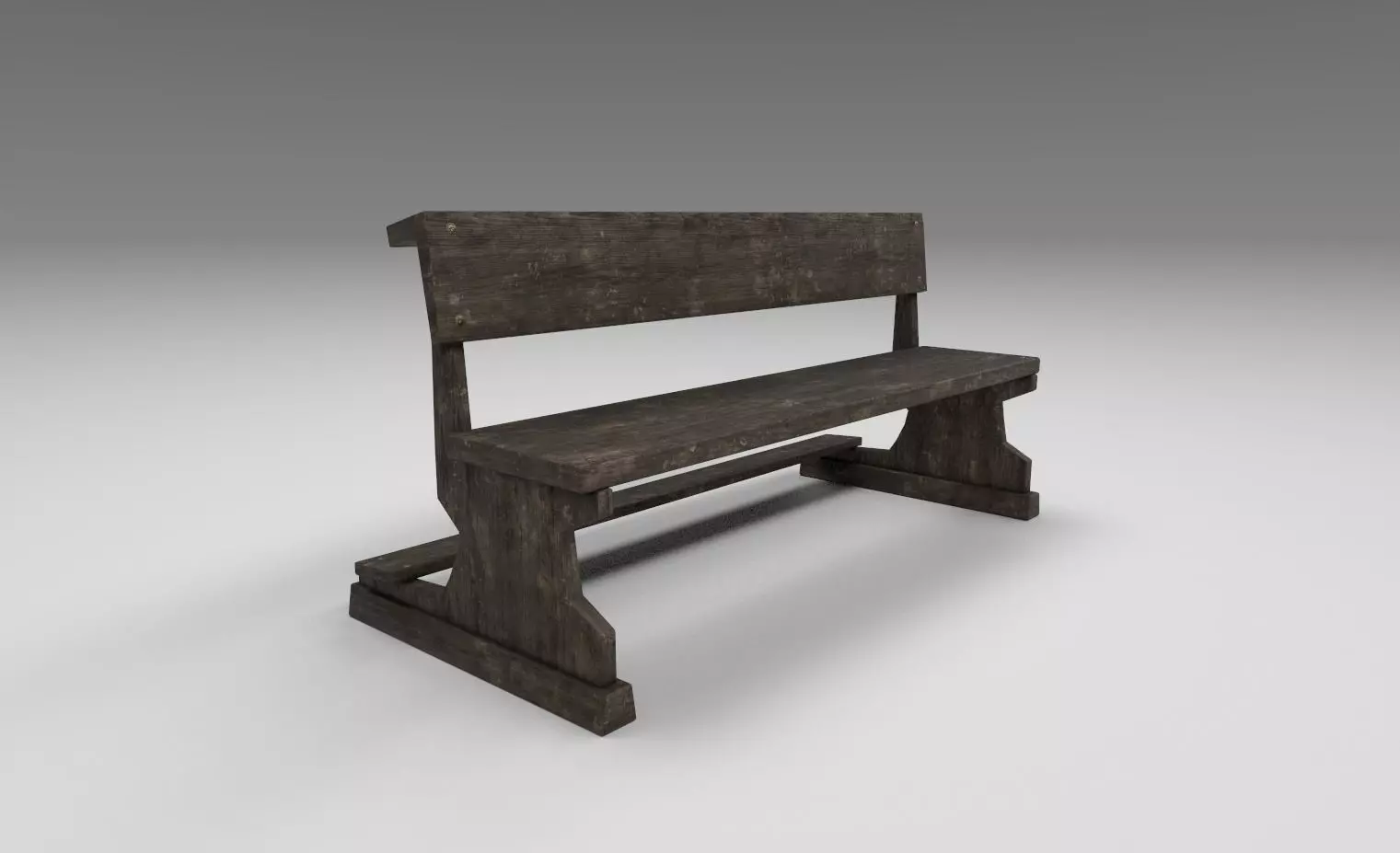 Church wooden pew Low-poly 3D model