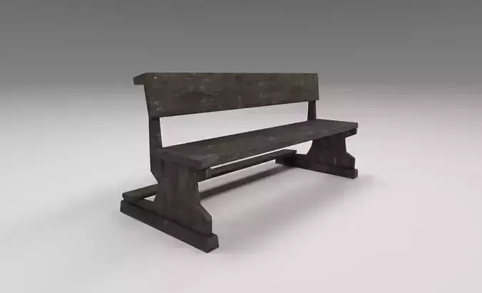 Church wooden pew Low-poly 3D model
