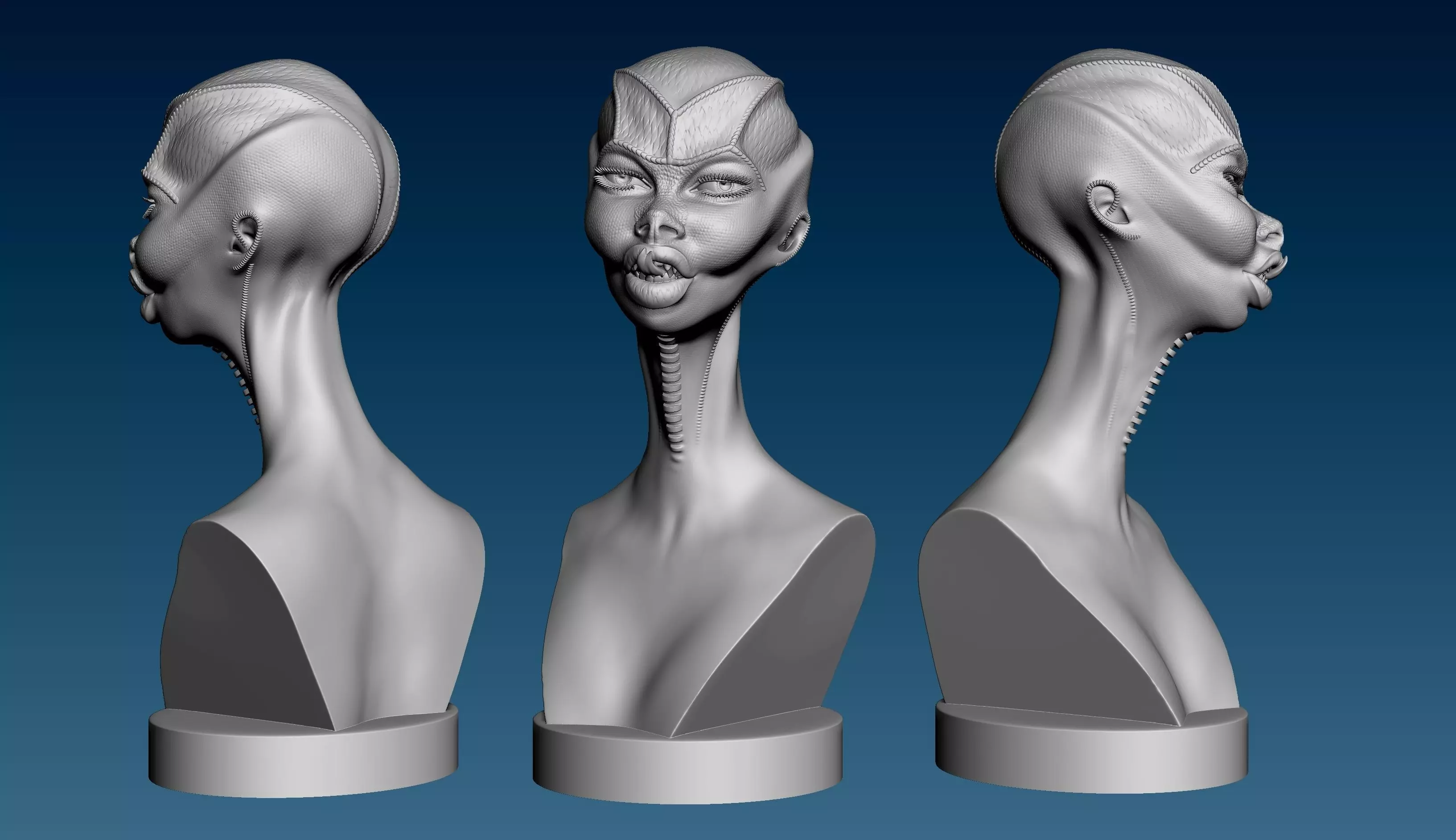 Alien Girl Head for 3D Print 3D print model