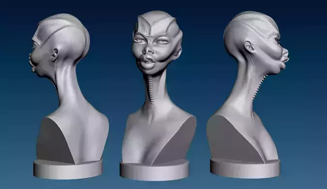 Alien Girl Head for 3D Print