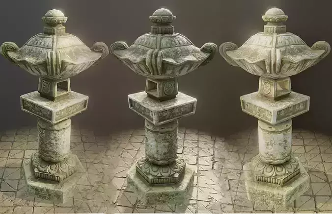 Shogun Temple Pillar PBR Low Poly