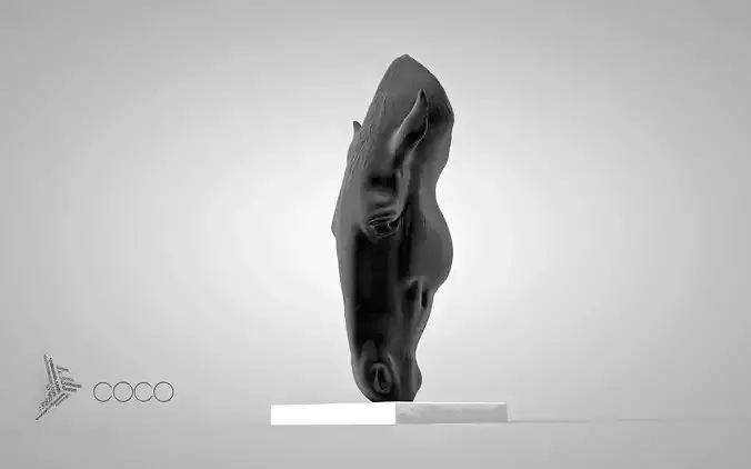 3D Print Ready MARWARI HORSE HEAD Sculpture  3D print model