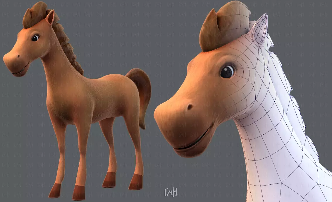 Horse V01 Low-poly 3D model_0