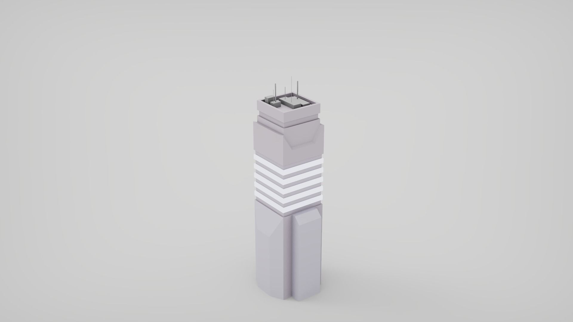 7 SciFi Skyscrapers Low-poly 3D model_2