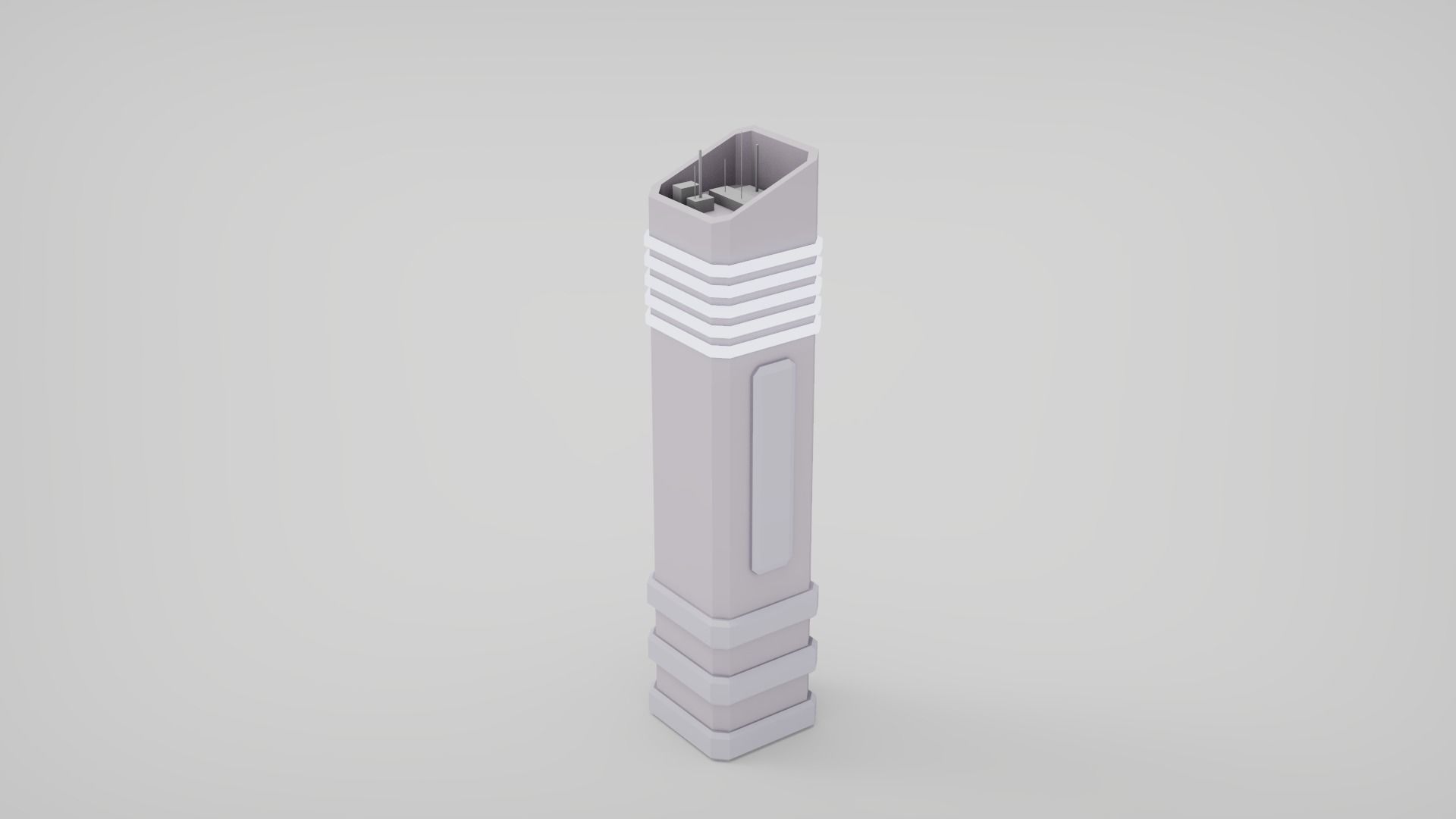 7 SciFi Skyscrapers Low-poly 3D model_3