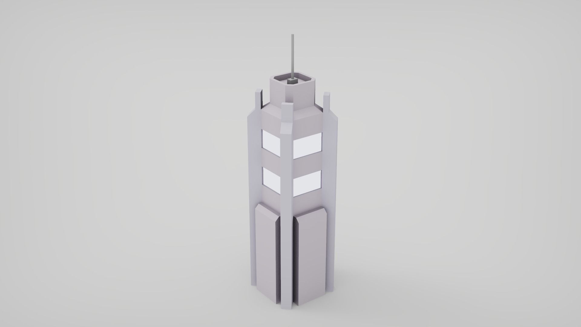 7 SciFi Skyscrapers Low-poly 3D model_4