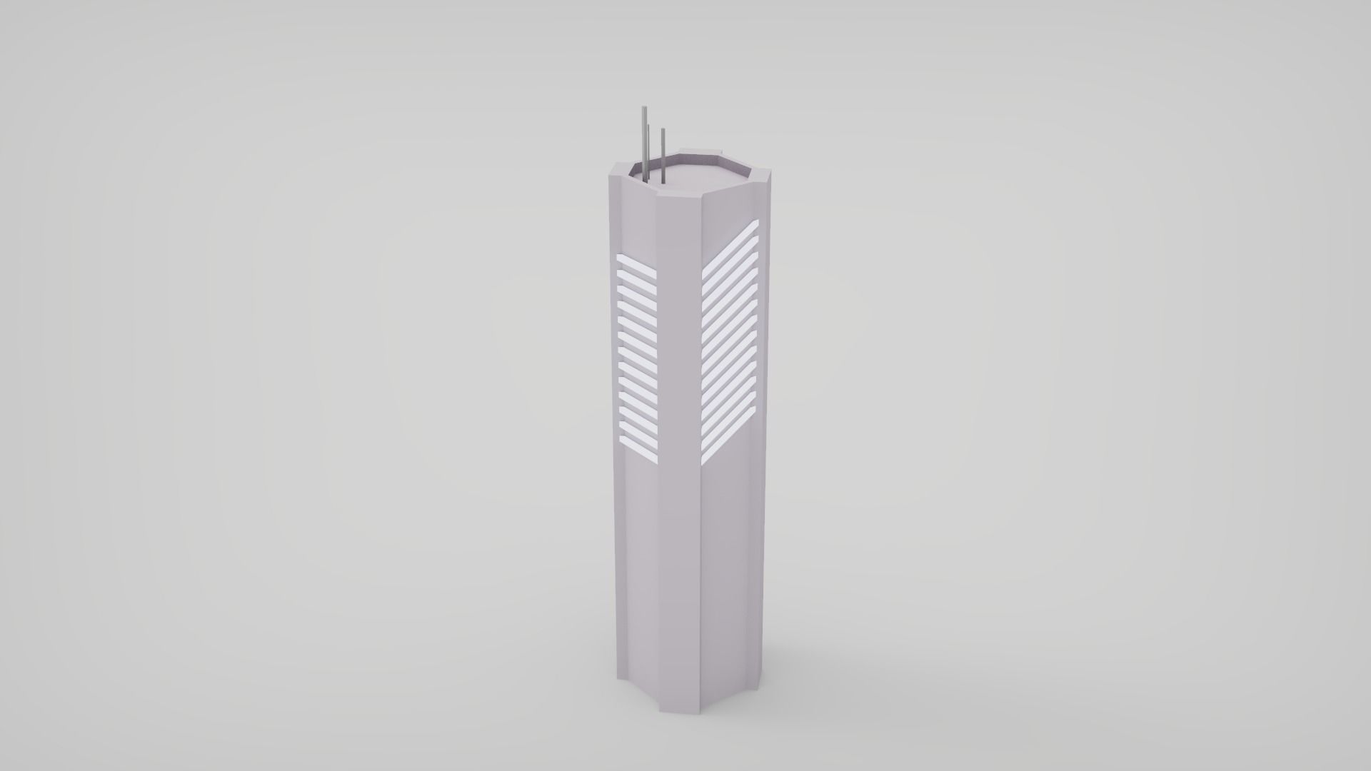 7 SciFi Skyscrapers Low-poly 3D model_7