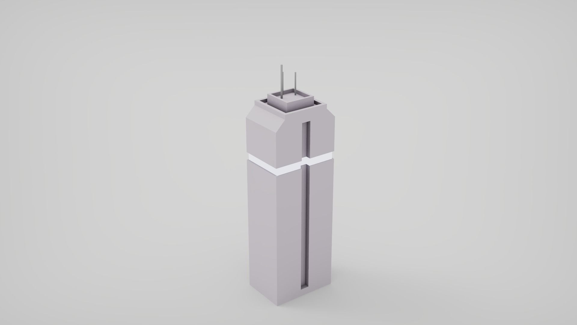 7 SciFi Skyscrapers Low-poly 3D model_6