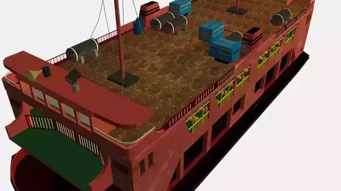 Ferry Ship Low-poly 3D model