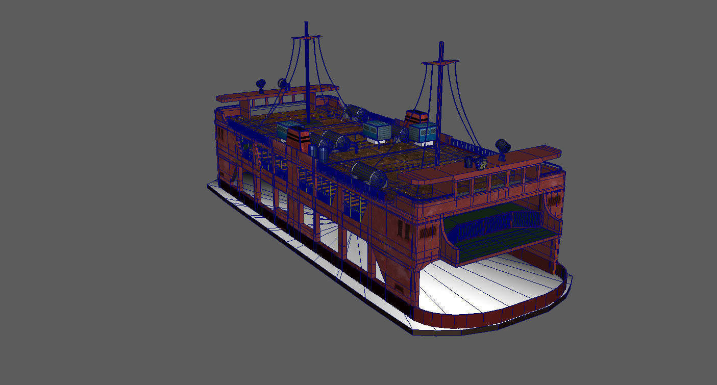 Ferry Ship Low-poly 3D model_7