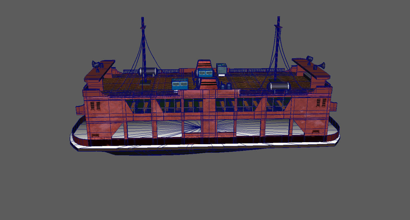 Ferry Ship Low-poly 3D model_6