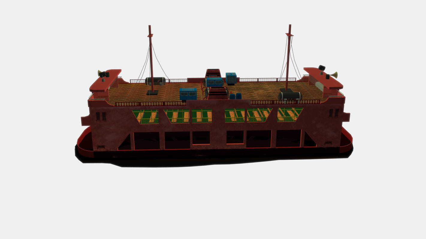 Ferry Ship Low-poly 3D model_3