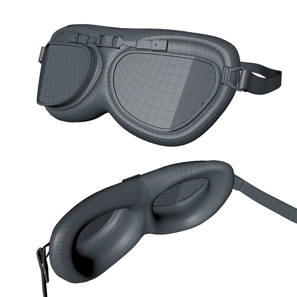 Vintage Aviator Pilot Goggles Low-poly 3D model_5
