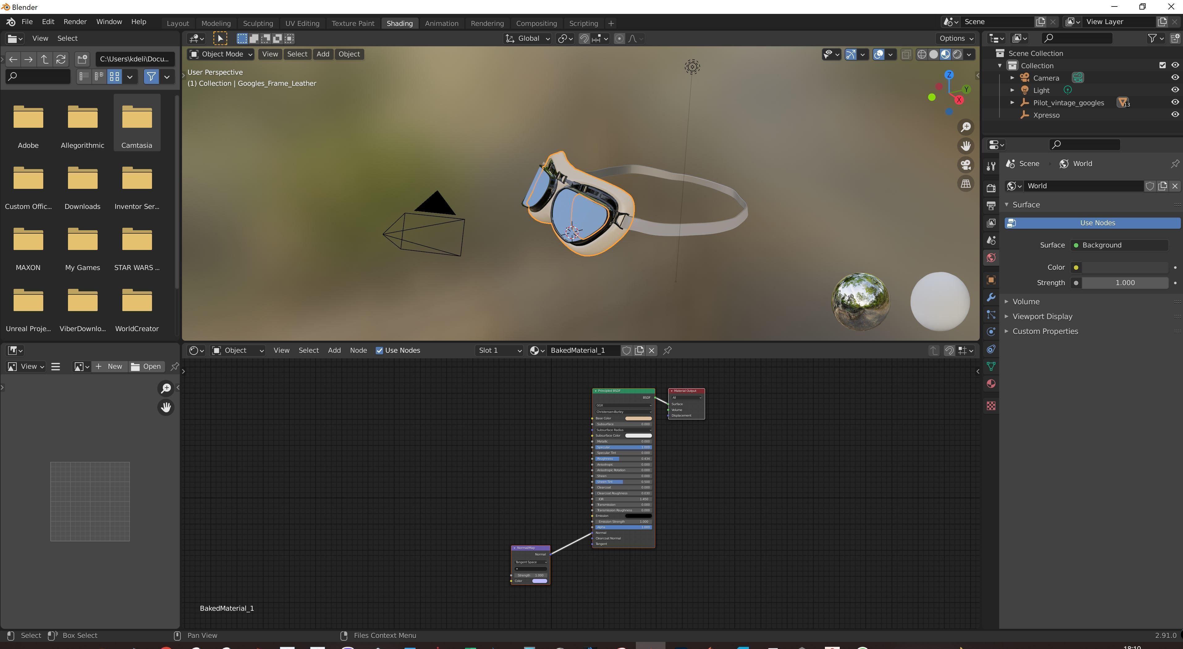 Vintage Aviator Pilot Goggles Low-poly 3D model_11