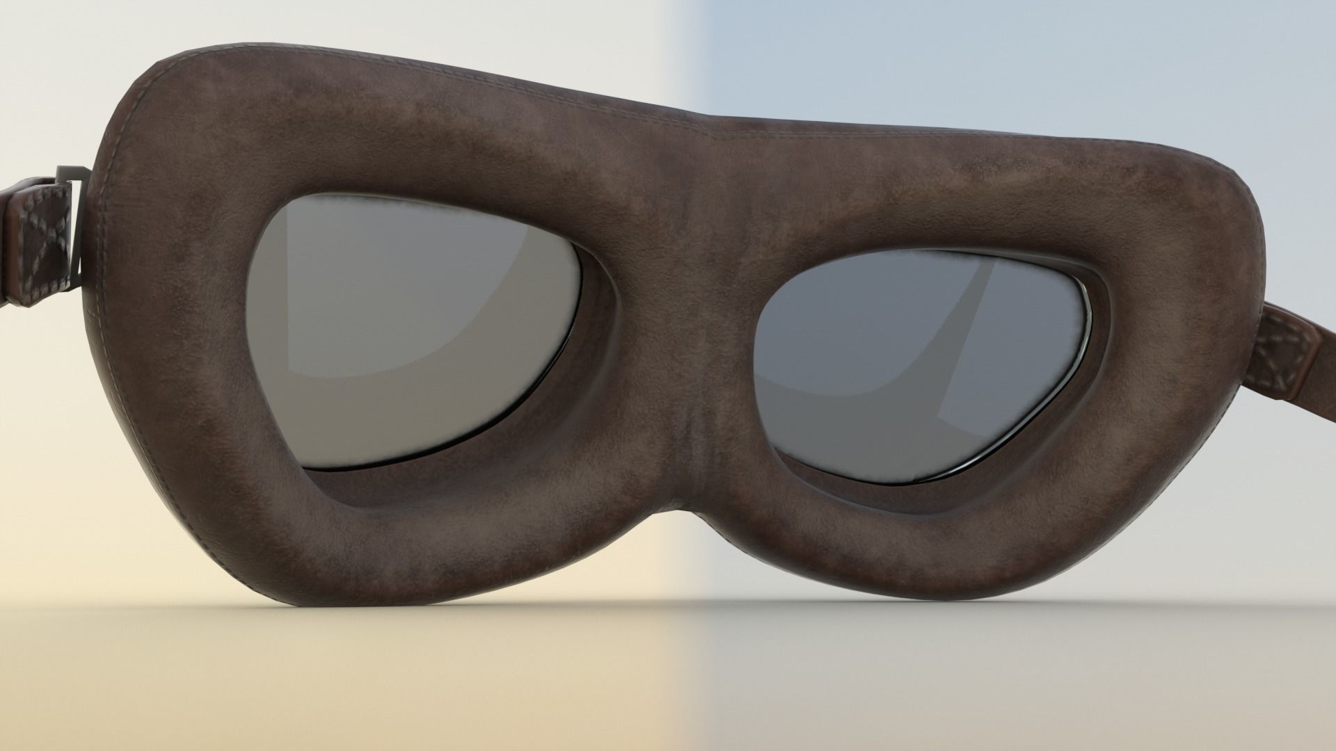 Vintage Aviator Pilot Goggles Low-poly 3D model_3