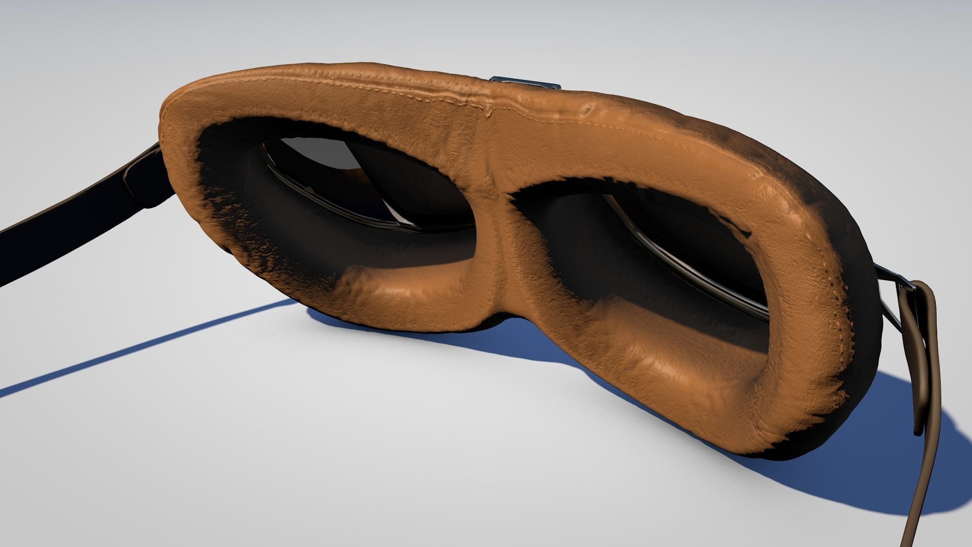 Vintage Aviator Pilot Goggles Low-poly 3D model_4