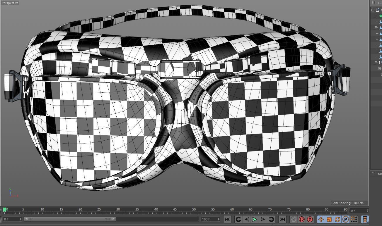 Vintage Aviator Pilot Goggles Low-poly 3D model_6