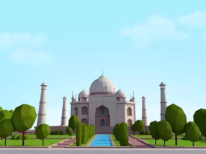 Cartoon Low Poly Taj Mahal Landmark