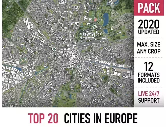 TOP 20 Cities in Europe 3D Model Collection