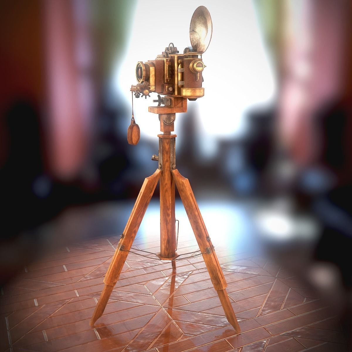 Vintage Camera Low-poly 3D model_4
