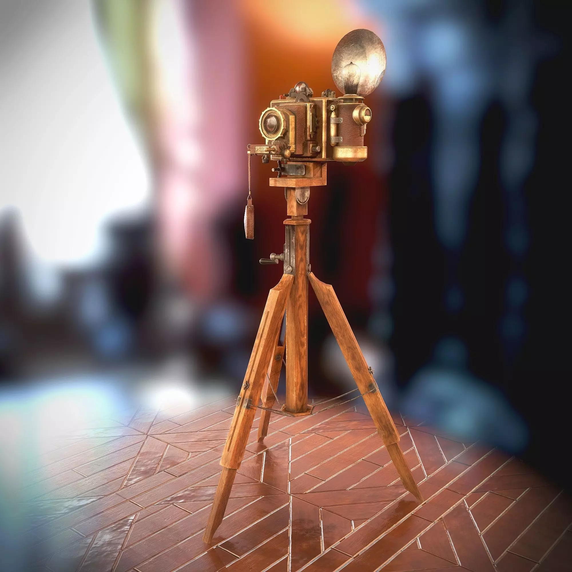 Vintage Camera Low-poly 3D model_0