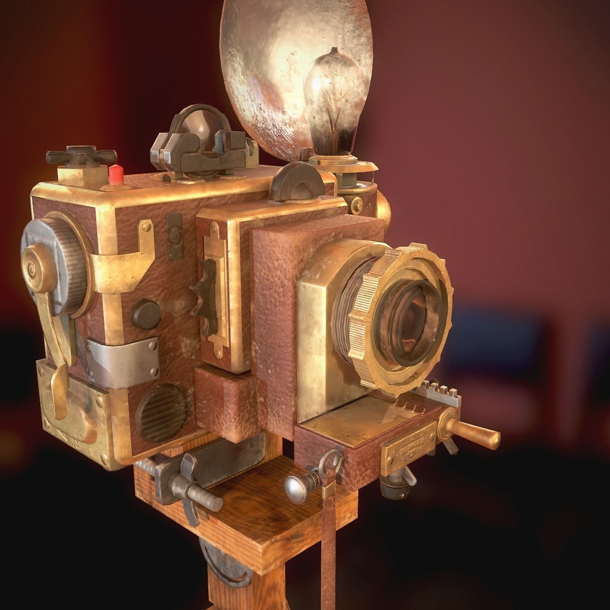 Vintage Camera Low-poly 3D model_9
