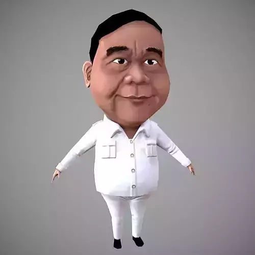 Prabowo animated man in shirt Low-poly 3D model