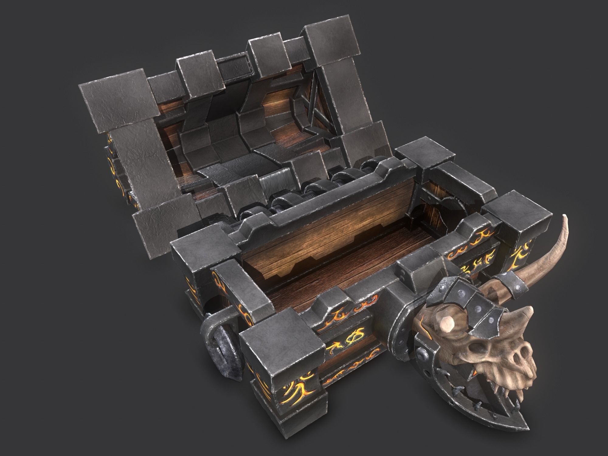 fantasy chest and ingot Low-poly 3D model_26