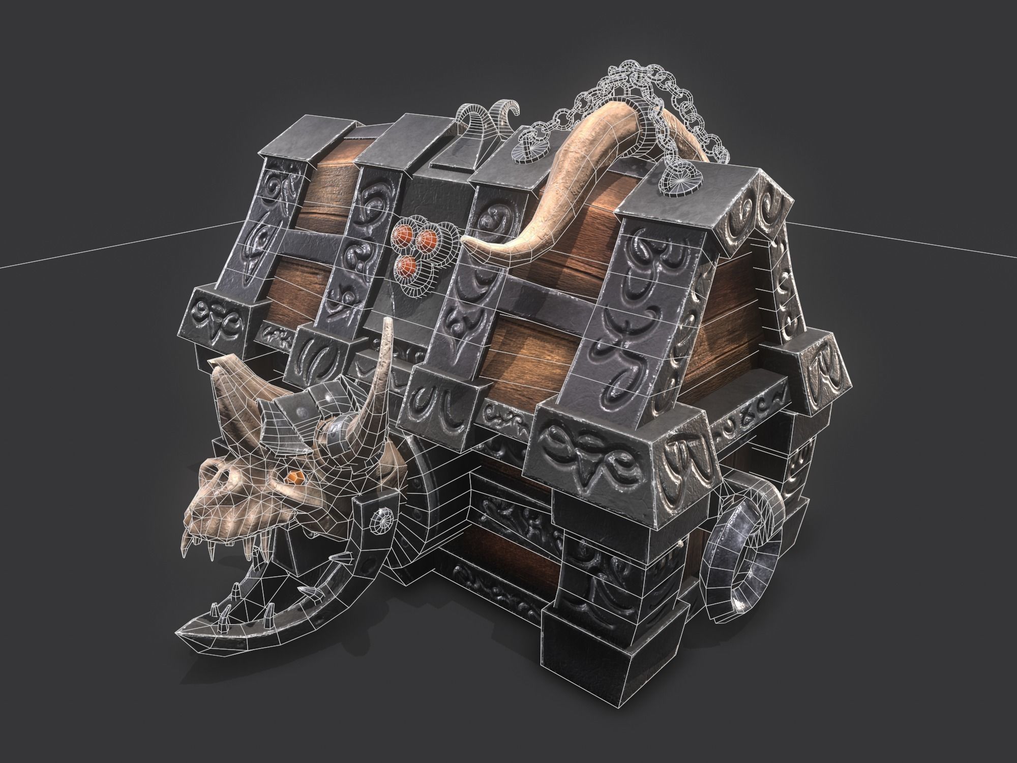 fantasy chest and ingot Low-poly 3D model_13
