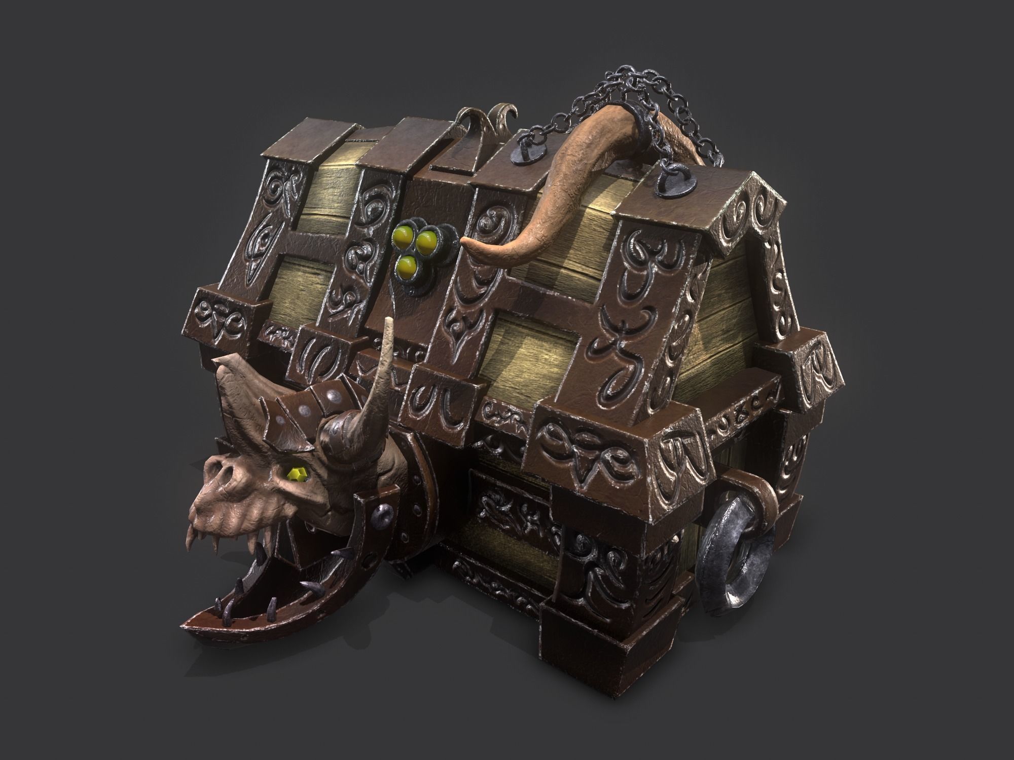 fantasy chest and ingot Low-poly 3D model_3
