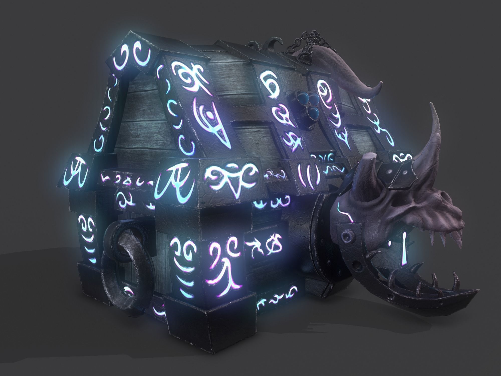 fantasy chest and ingot Low-poly 3D model_36