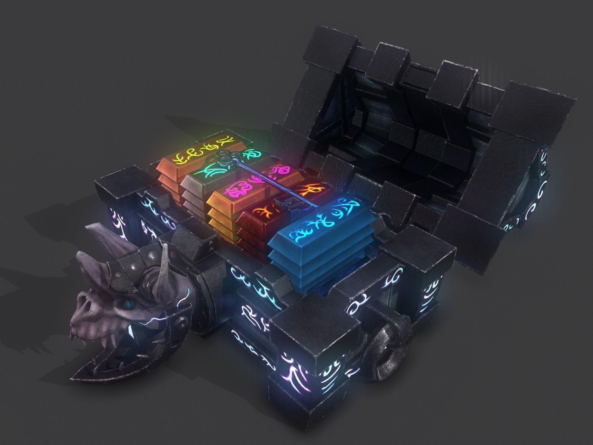 fantasy chest and ingot Low-poly 3D model_39
