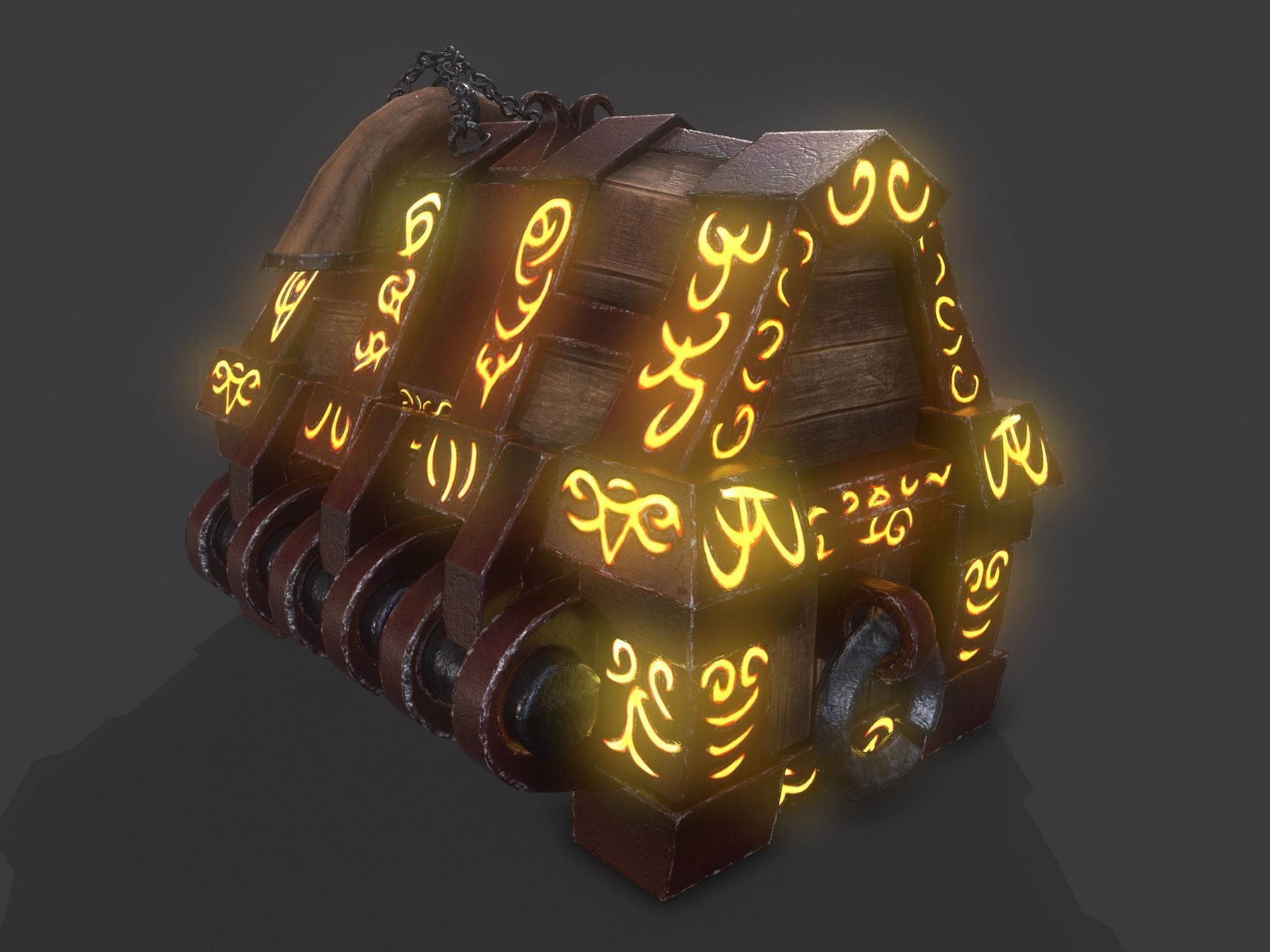 fantasy chest and ingot Low-poly 3D model_34