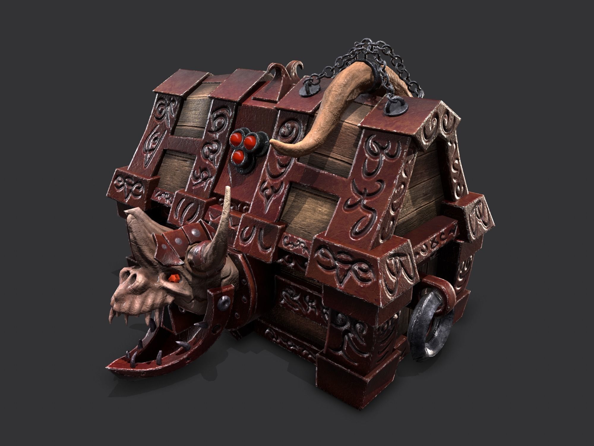 fantasy chest and ingot Low-poly 3D model_1